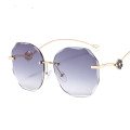 hexagon rimless Ocean color  2020 new arrivals unique fashion shades custom designer luxury UV400 sunglasses metal women 72022